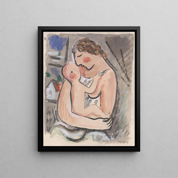 Mother with a Child - Mikuláš Galanda — framed artwork on a wall