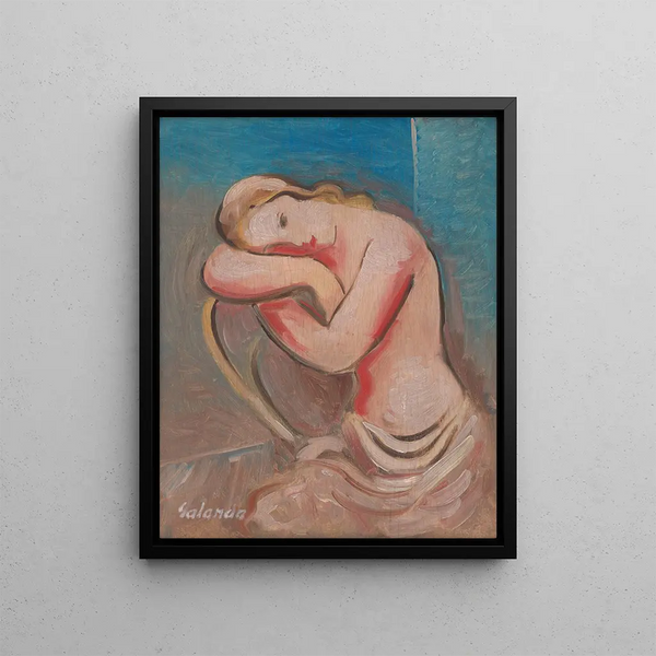 Sitting Model Painting - Mikuláš Galanda — framed artwork on a wall