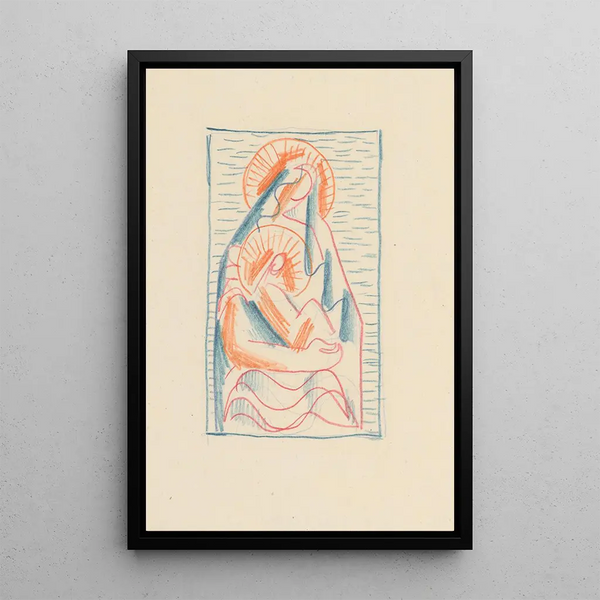 Sketch for Madonna and Child on her knees - Mikuláš Galanda — framed artwork on a wall