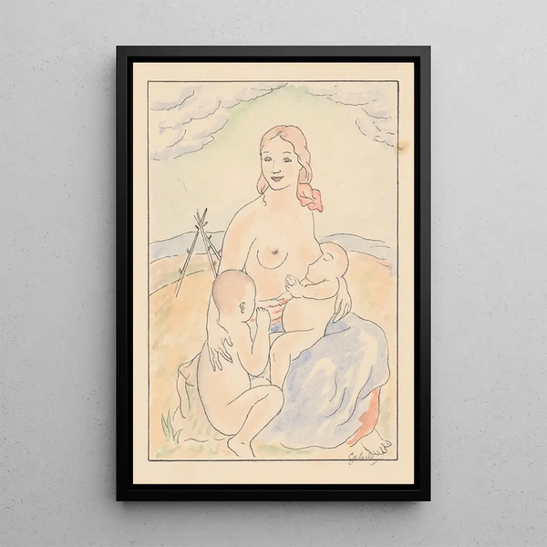 Slovak Mother Painting - Mikuláš Galanda — framed artwork on a wall