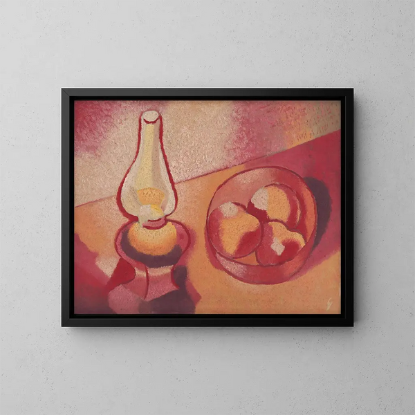 Nature morte avec une lampe - Mikuláš Galanda — framed artwork on a wall