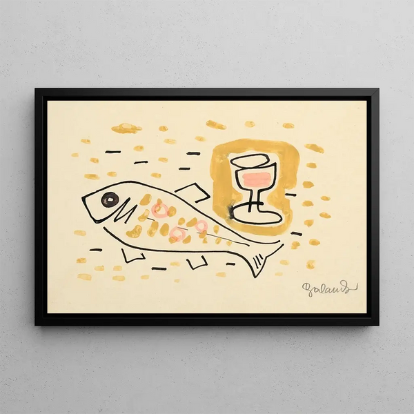 Nature morte avec poisson - Mikuláš Galanda — framed artwork on a wall