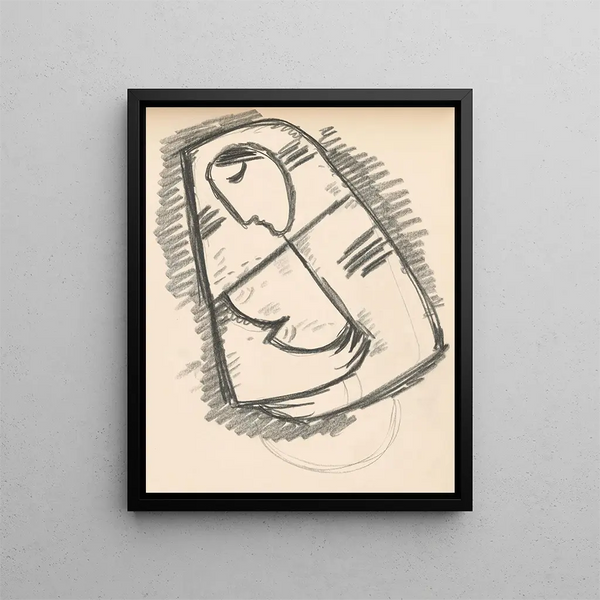 Study of a woman with a scarf composed diagonally - Mikuláš Galanda — framed artwork on a wall