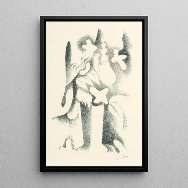 Woman with Orchids - Mikuláš Galanda — framed artwork on a wall