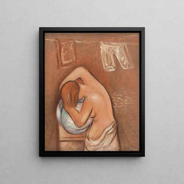 Hair Washing - Mikuláš Galanda — framed artwork on a wall
