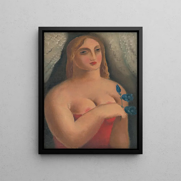 Woman with Bellflowers - Mikuláš Galanda — framed artwork on a wall