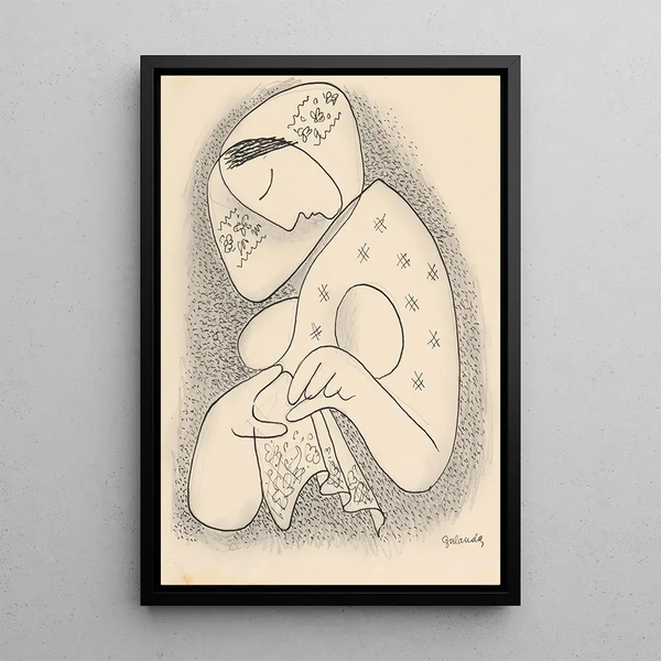 Woman with Headscarf - Mikuláš Galanda — framed artwork on a wall