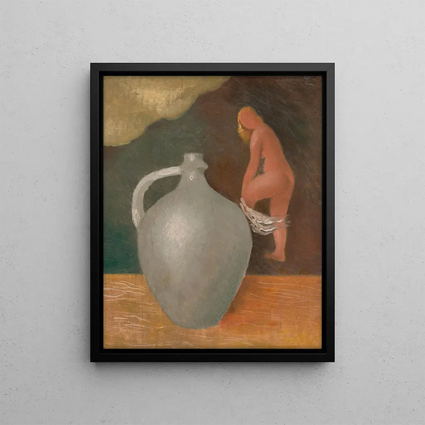 Woman with a Pot - Mikuláš Galanda — framed artwork on a wall