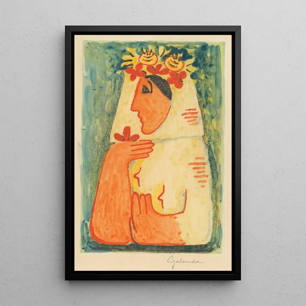 Woman with a Garland - Mikuláš Galanda — framed artwork on a wall