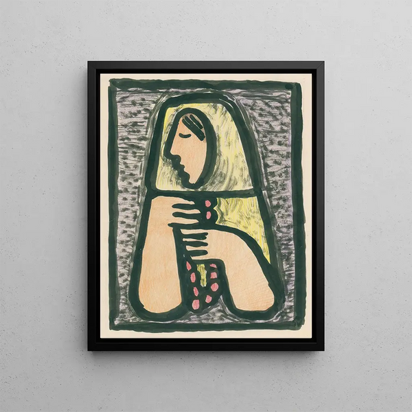 Woman with a rosary - Mikuláš Galanda — framed artwork on a wall