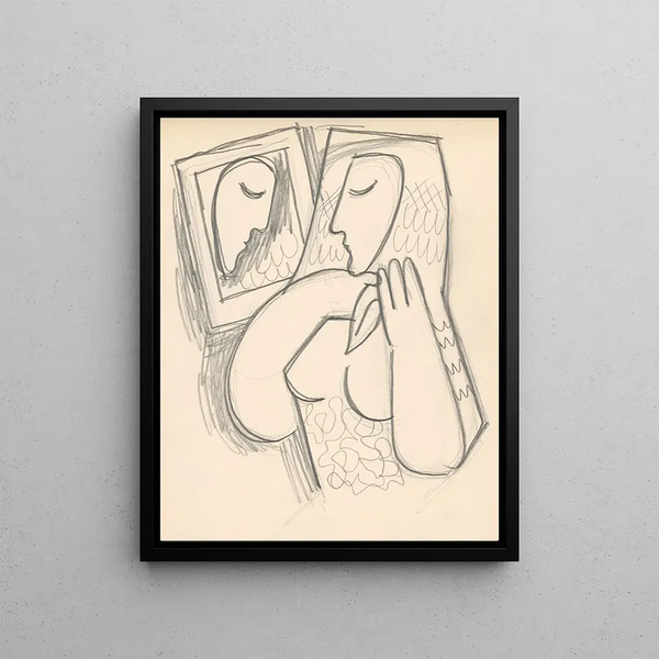 Woman with a Mirror - Mikuláš Galanda — framed artwork on a wall