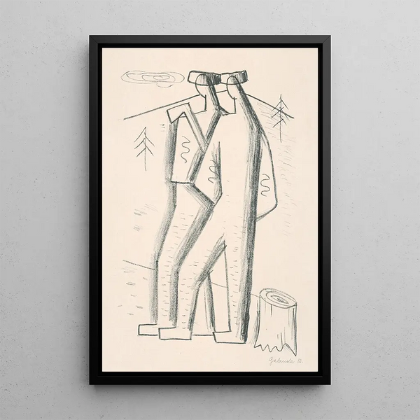 Lumberjacks - Mikuláš Galanda — framed artwork on a wall