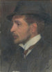 Self-portrait in profile with hat - Milan Thomka Mitrovský — artwork view