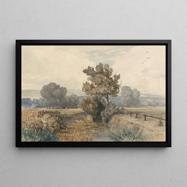 Scene at Elmham, Norfolk - Miles Edmund Cotman — framed artwork on a wall