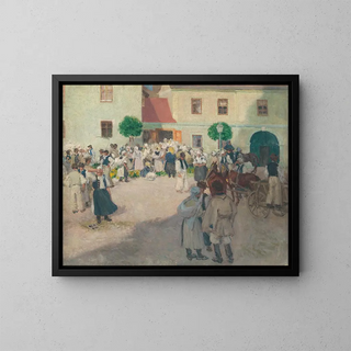 Market in Myjava - Miloš Jiránek — framed artwork on a wall