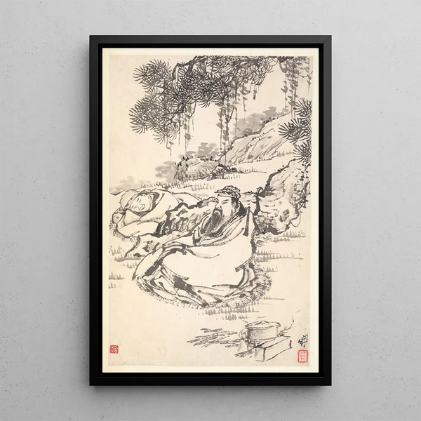 Lu Tong and servant - Min Zhen — framed artwork on a wall