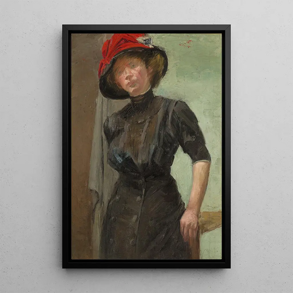 The Red Hat - Mina Arndt — framed artwork on a wall