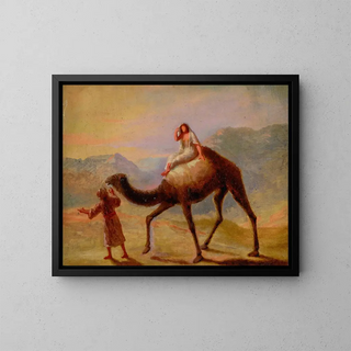 Man with Woman on a Camel - Miner Kilbourne Kellogg — framed artwork on a wall