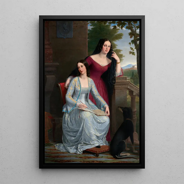 Two Women in an Italian Landscape - Miner Kilbourne Kellogg — framed artwork on a wall