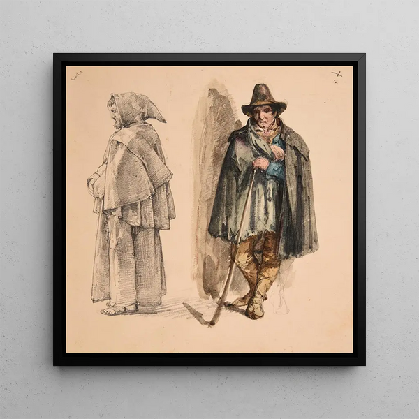 Monk and Shepherd - Jacques-Raymond Brascassat — framed artwork on a wall