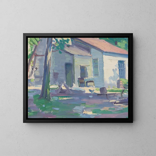 A Farm in Bergen - Mommie Schwarz — framed artwork on a wall