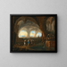 Interior cave painting with women in antique costumes near a fountain - Monogramist MM — framed artwork on a wall