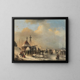 Plaisirs de patinage - Monogrammiste JG — framed artwork on a wall
