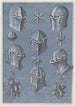 Leaf with six helmets, a star, a fleur-de-lis heraldic, a bell, and three clusters of fruits - Monogrammist TA — artwork view
