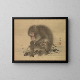 Monkeys - Mori Sosen — framed artwork on a wall