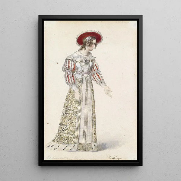 Figurine in medieval costume - Moritz Michael Daffinger — framed artwork on a wall
