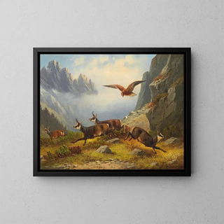 Eagle hunting chamois - Moritz Müller — framed artwork on a wall