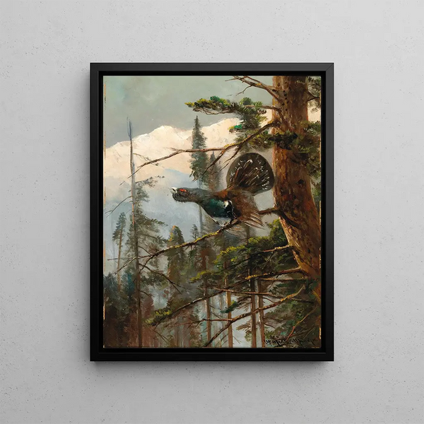 Large Capercaillie Painting - Moritz Müller — framed artwork on a wall