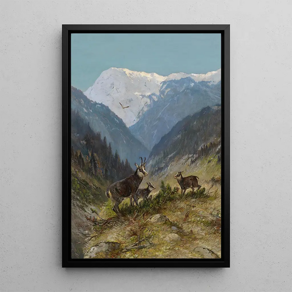 Herd of Chamois - Moritz Müller — framed artwork on a wall
