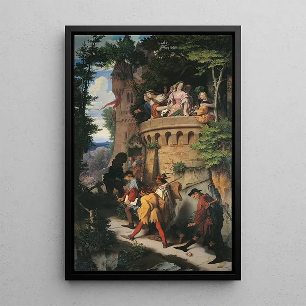 La Rose ou le Voyage de l'Artiste - Moritz von Schwind — framed artwork on a wall