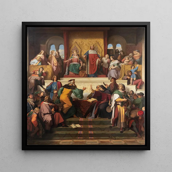 The Singing Contest on the Wartburg - Moritz von Schwind — framed artwork on a wall
