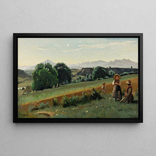 Reproduction of the painting Mornex in the Background, Jean-Baptiste-Camille Corot's Môle