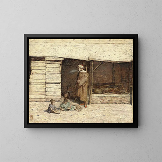 A market stall in Tangier - Mortimer Menpes — framed artwork on a wall