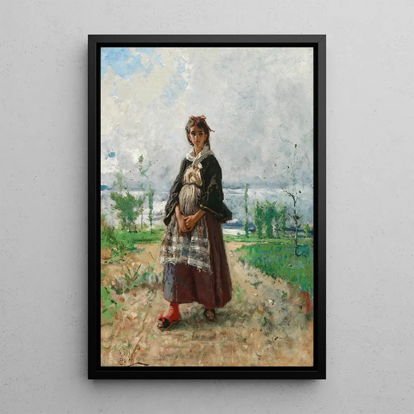 Promenade au Bord du Lac - Mosè Bianchi — framed artwork on a wall