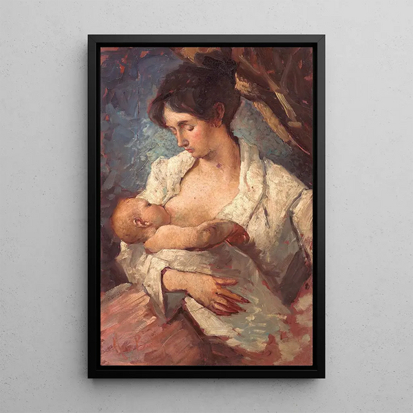 Mother Breastfeeding - Mosè Bianchi — framed artwork on a wall