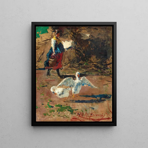 La fille aux oies - Mosè Bianchi — framed artwork on a wall