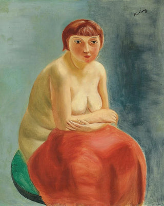 Mose Kisling - Nu assis la draperie rouge.webp