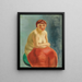 Nude Sitting with Red Drapery - Moïse Kisling — framed artwork on a wall
