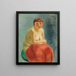 Mose Kisling - Nu assis la draperie rouge.webp