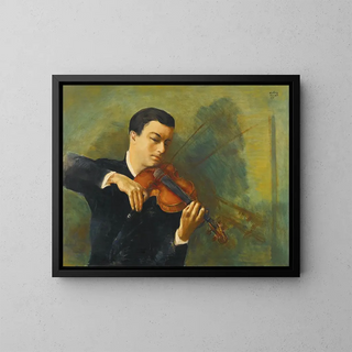 Portrait of the violinist Milstein - Moïse Kisling — framed artwork on a wall