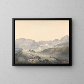 The Bay of Barmouth at the confluence of the Mowddach and Gwinion rivers - Moses Griffith — framed artwork on a wall