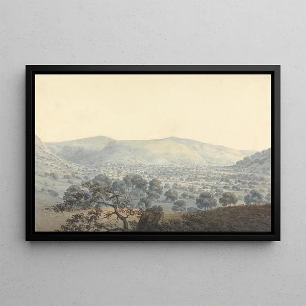 Distant View of Llandrillo - Moses Griffith — framed artwork on a wall