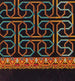 labyrinthine geometric motifs in brown, blue, green, and yellow on a black background - Anonymous — artwork view