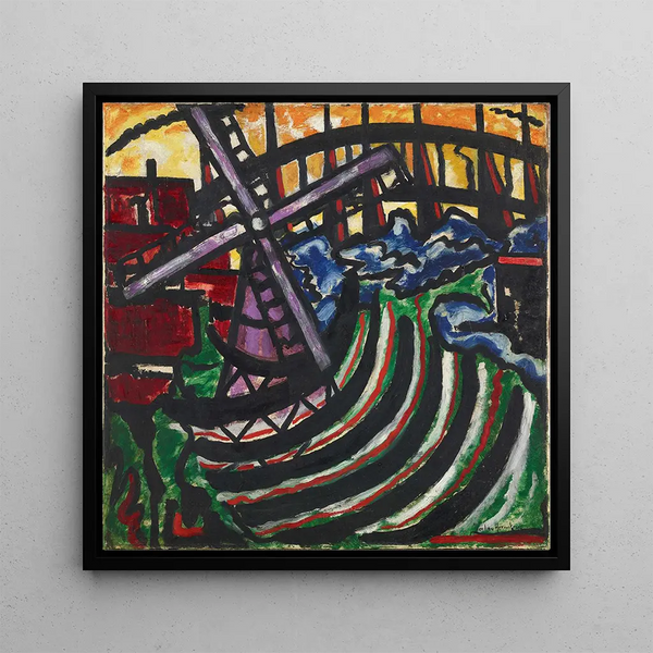Dutch Mill Painting - Jacoba van Heemskerck — framed artwork on a wall