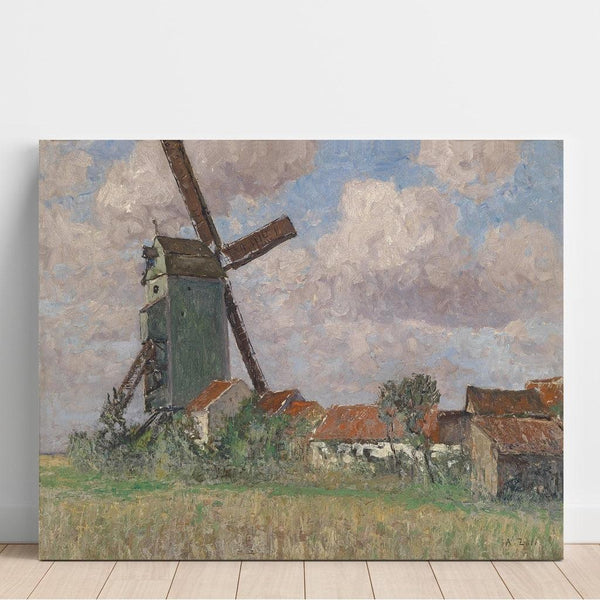 Reproduction of the painting Windmill and village painting in Belgium - Alfred Zoff