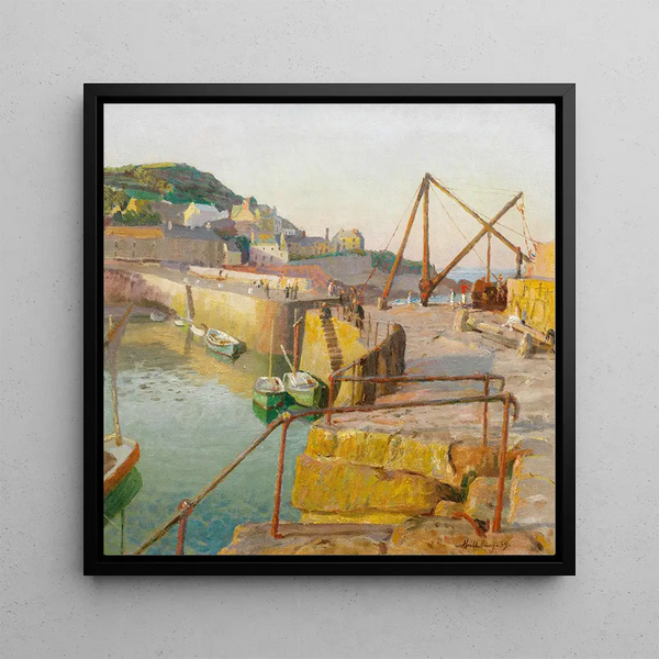 Mousehole - Harold Harvey — framed artwork on a wall